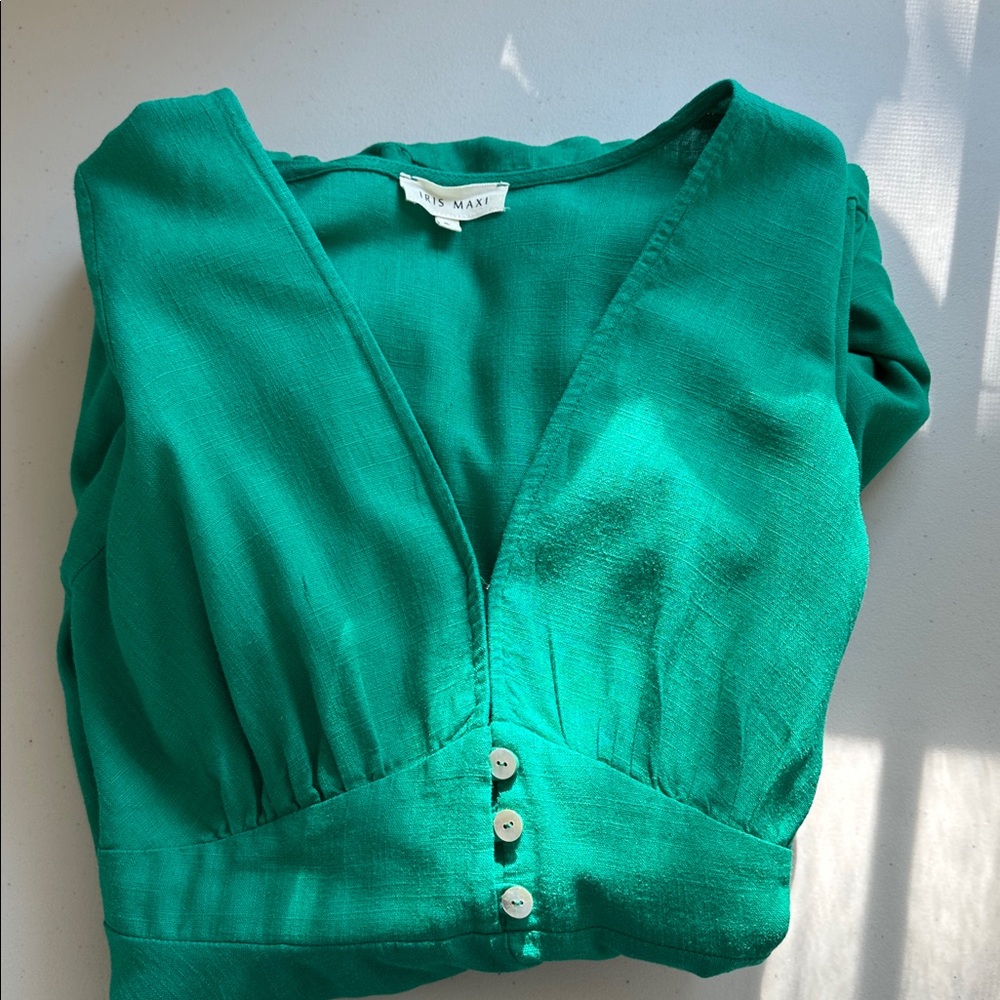 Iris Maxi Green High Low Dress with Button Detail Size 8. - Picture 16 of 16